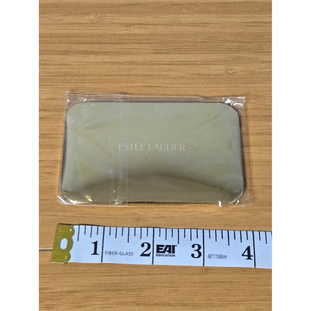 Estee Lauder Pocket Mirror Set Gold Rectangular and White Round Compact Mirror